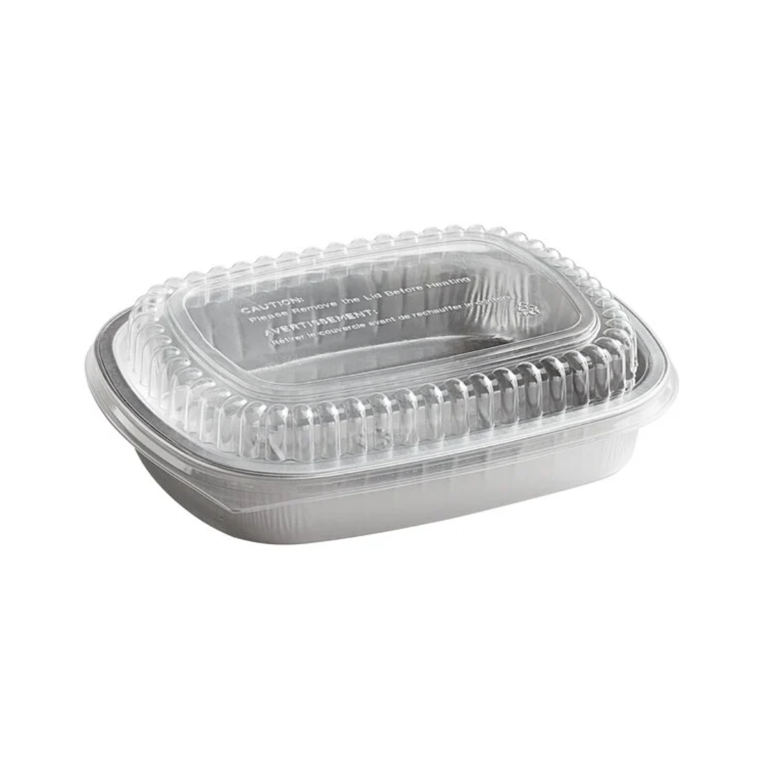 Contenant Aluminium Paroi Lisse avec Couvercle Dome Clair