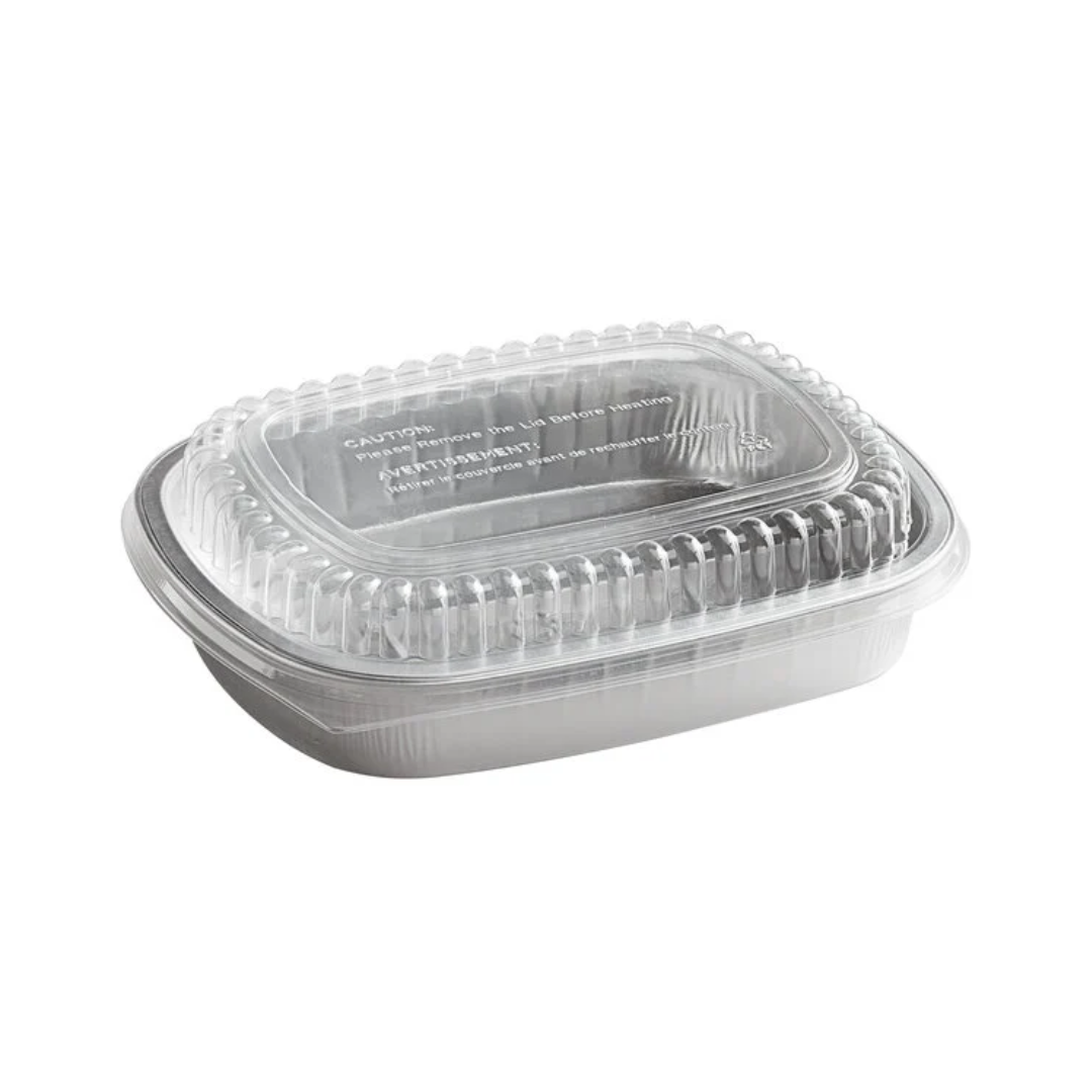 Smooth-Wall Aluminum Container with Clear Dome Lid